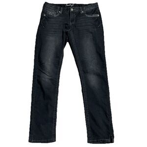 Y2K Amethyst Black Skinny Jeans‎ with Rhinestone Embellished Pockets – Size 11